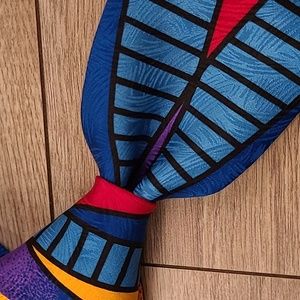 RUSH‎ LIMBAUGH No Boundaries Blue Green Red Abstract Block USA Silk Tie 90s VTG